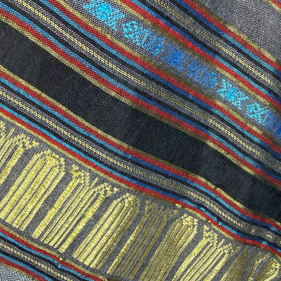 Scarf Elephant Shawl Wrap Runner Thailand Pattern Brocade Thai Laos ? - Picture 6 of 8